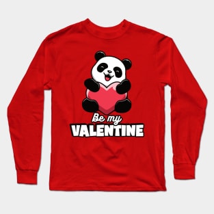 Be My Valentine Cute Panda Long Sleeve T-Shirt